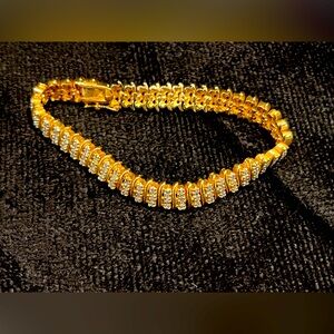 18k gold plated diamond tennis bracelet